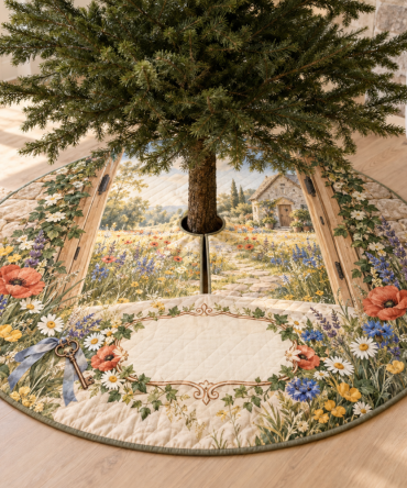 Wildflower Housewarming Tree Skirt — Thoughtful Floral Welcome Gift For New Homes, Stylish Base Cover For Seasonal First Holidays