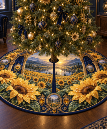 Collector’S Edition Sunflower Tree Skirt — Premium Gallery-Style Holiday Base Cover, High-Impact Floral Design For Living Spaces