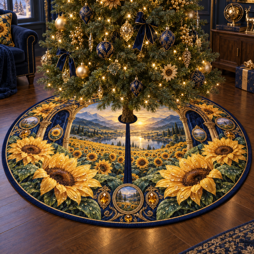 Collector’S Edition Sunflower Tree Skirt — Premium Gallery-Style Holiday Base Cover, High-Impact Floral Design For Living Spaces