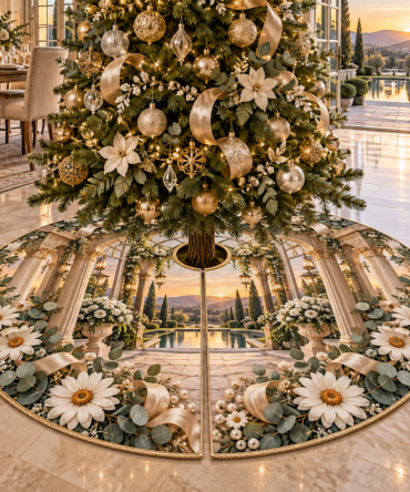 Sunny Daisy Welcome Tree Skirt — Cheerful Daisy Christmas Tree Skirt For Entryways & Verandas, Bright Holiday Accent, Durable Everyday Use