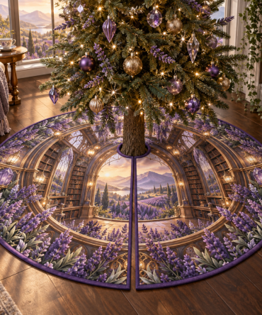 Lavender Reading Conservatory Tree Skirt — Cozy Lavender Christmas Tree Skirt For Reading Nooks And Conservatories, Soft, Elegant, Gift-Ready