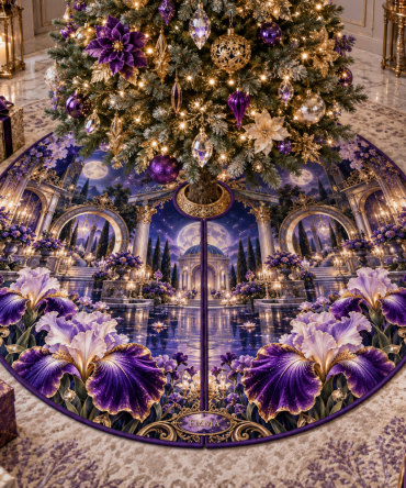 Celestial Mirror Palace Christmas Tree Skirt — Iris Reflective Holiday Skirt For Glamorous Mantels And Luxe Seasonal Displays