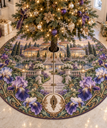 Heirloom Estate Christmas Tree Skirt — Iris Classic Quilted Holiday Skirt For Elegant Homes And Heirloom Gift Displays
