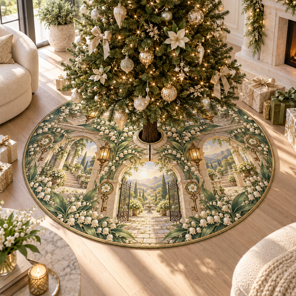 Moonbell Hearthglass Cozy Christmas Tree Skirt — Warm Plaid & Velvet Combo, Machine-Washable Backing And 60-Inch Base For Rustic Holiday Charm