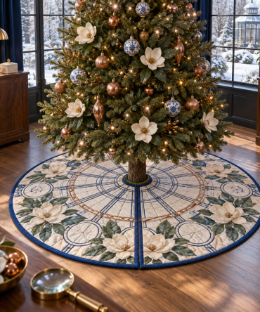 Magnolia Blueprint Office Tree Skirt - Professional Holiday Base With Clean Lines And Durable Finish For Workplace & Home Offices