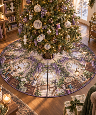 Wisteria Maker Atelier Arch Designer Tree Skirt — Artisan Christmas Tree Skirt With Arch Motif, Hand-Finished, Premium Materials, Gift-Ready