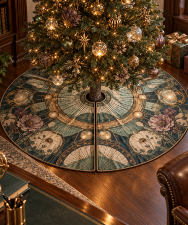 Lenslight Workroom Designer Tree Skirt — Industrial-Chic Christmas Tree Skirt With Metallic Accents And Durable Finish For Workshop Or Studio Styling