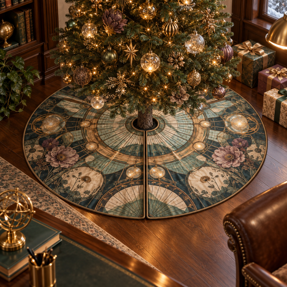 Lenslight Workroom Designer Tree Skirt — Industrial-Chic Christmas Tree Skirt With Metallic Accents And Durable Finish For Workshop Or Studio Styling
