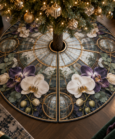 Precisionlight Orchid Conservatory Tree Skirt — Executive-Level Design, Sleek Metallic Thread, Reinforced Hem, Custom Sizes For Large Trees