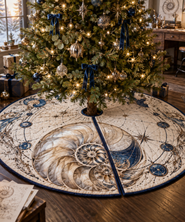 Artisan Nautilus Atelier Holiday Tree Skirt — Studio-Inspired Textured Christmas Tree Base Cover For Curated Home Décor And Seasonal Displays