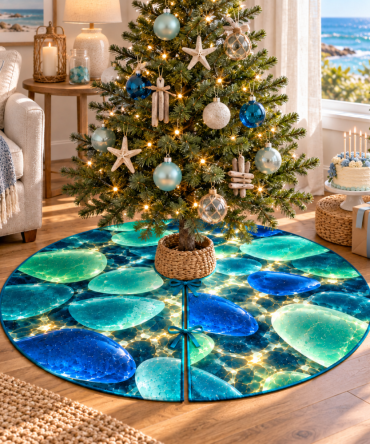 Sea Glass Collector Birthday Tree Skirt - Curated Coastal Holiday Base Ideal For Collectors & Special Occasion Gifts