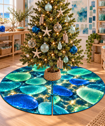Sea Glass Tree Skirt For Hobby Studio - Creative Coastal Holiday Base To Inspire Craft Rooms And Maker Spaces