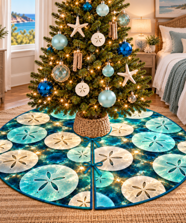 Statement Sand Dollar Tree Skirt For Bedroom - Bold Coastal Holiday Accent To Personalize Your Private Retreat