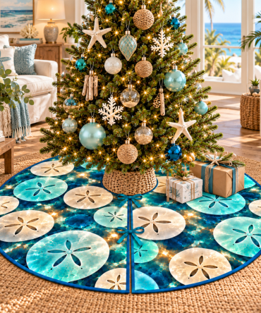 Beach Sand Dollar Housewarming Tree Skirt - Thoughtful Coastal Welcome Gift & Stylish Holiday Base For New Homes