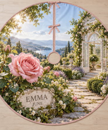 Birth Flower Conservatory Personalized Tree Skirt — Custom Floral Illustration With Names & Dates, Ideal Keepsake For New Parents