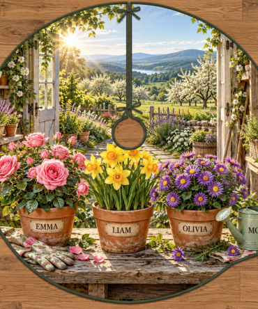 Family Flower Bench Custom Tree Skirt — Personalized Family Name On Floral Bench Scene, Premium Holiday Decor & Photo-Ready Design