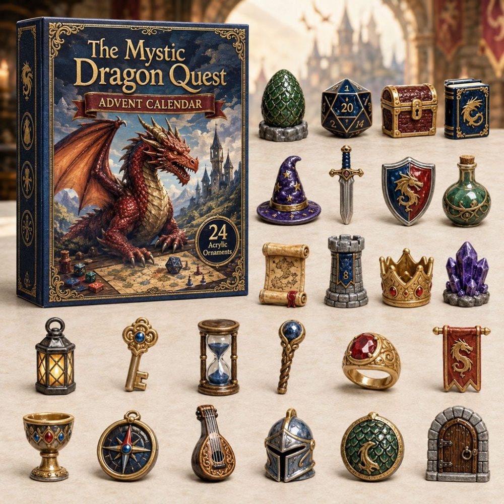 Epic 2026 Mystic Dragon Quest Countdown — 24 Enchanted Acrylic Charms Advent Calendar, Fantasy Collector'S Holiday Gift