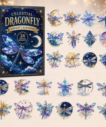 Mystic Dragonfly Holiday Countdown 2026 - 24 Acrylic Charm Dragonfly Set, Floral & Nature-Themed Keepsake Gift