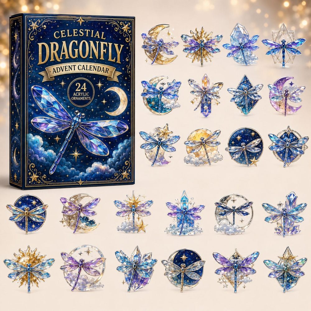 Mystic Dragonfly Holiday Countdown 2026 - 24 Acrylic Charm Dragonfly Set, Floral & Nature-Themed Keepsake Gift