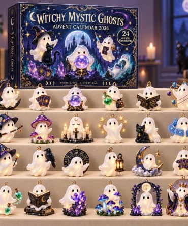 2026 Mystic Ghost Themed Advent Calendar - 24-Day Spooky Countdown With Acrylic Charms, Haunted Holiday Gift For Collectors