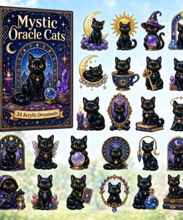 2026 Mystic Oracle Cats Advent Calendar — 24-Day Esoteric Halloween Countdown With Acrylic Tarot & Cat Charms, Gift For Mystical Fans