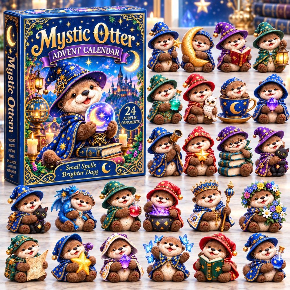 Mystic Otter Advent Calendar 2026 — 24-Day Whimsical Otter Countdown With Acrylic Charm Collection, Cute Animal Holiday Gift