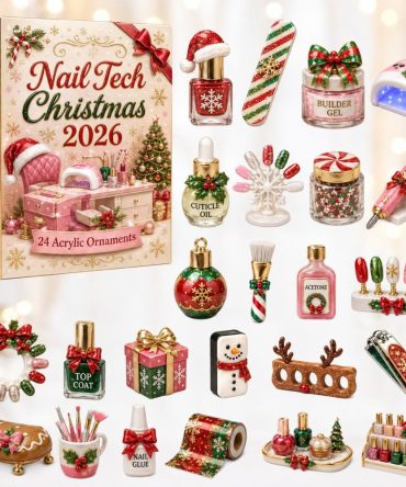 2026 24-Day Nail Tech Christmas Countdown — Festive Acrylic Nail Art Charm Advent Calendar, Holiday Salon Gift For Nail Technicians & Creatives