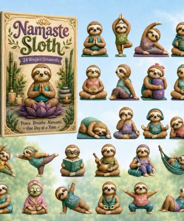 2026 24-Day Namaste Sloth Mindfulness Countdown — Wooden Sloth Charm Advent Calendar, Relaxation & Yoga Lover Holiday Gift With Calm Vibes