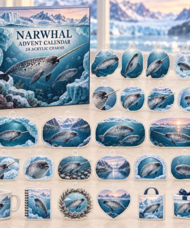24-Day Narwhal Acrylic Charm Advent Countdown — Premium Ocean-Themed Holiday Calendar Gift Set For Magical Marine Lovers