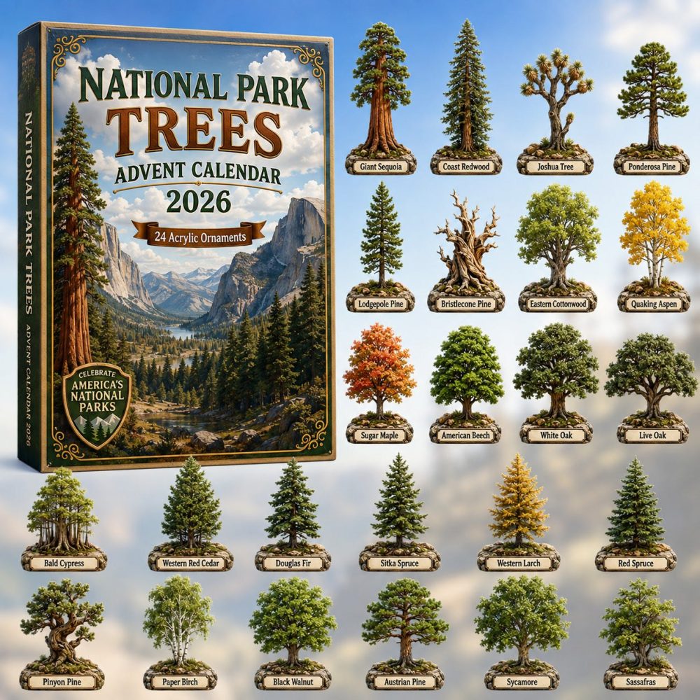2026 National Parks Trees Countdown Calendar — 24 Acrylic Charm Collectibles, Perfect Holiday Gift For Outdoor Fans