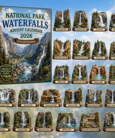 2026 National Parks Waterfalls Countdown Calendar — 24 Acrylic Charm Keepsakes For Nature Lovers & Holiday Gifts