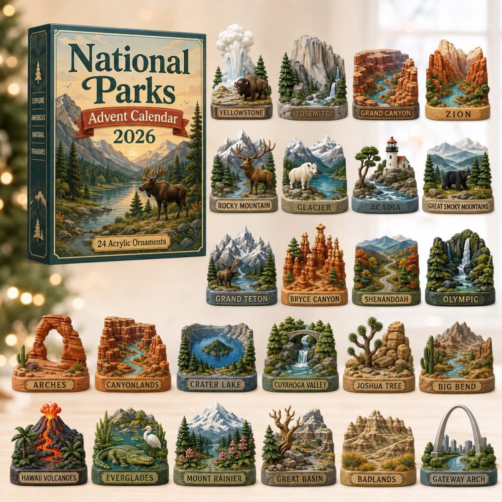 National Parks Landmarks Countdown 2026 - 24-Day Acrylic Charm Advent Calendar Featuring Iconic U.S. Parks