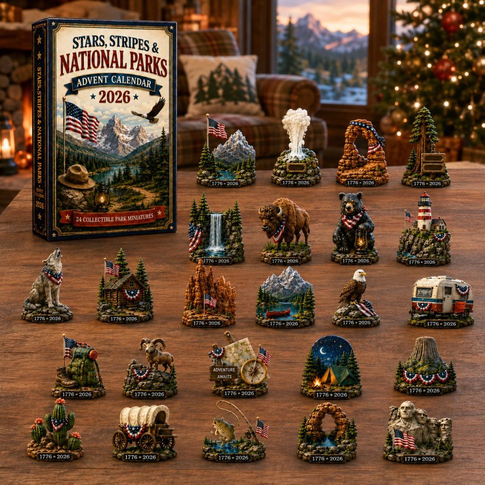 National Parks Adventure Calendar 2026 – 24-Day Collectible Acrylic Charms, Scenic Countdown Gift For Hikers & Travelers