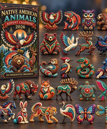 Native American Animals 2026 Educational Advent — 24 Wildlife Acrylic Charms Inspired By Indigenous Animal Art, Respectful Gift For Learning