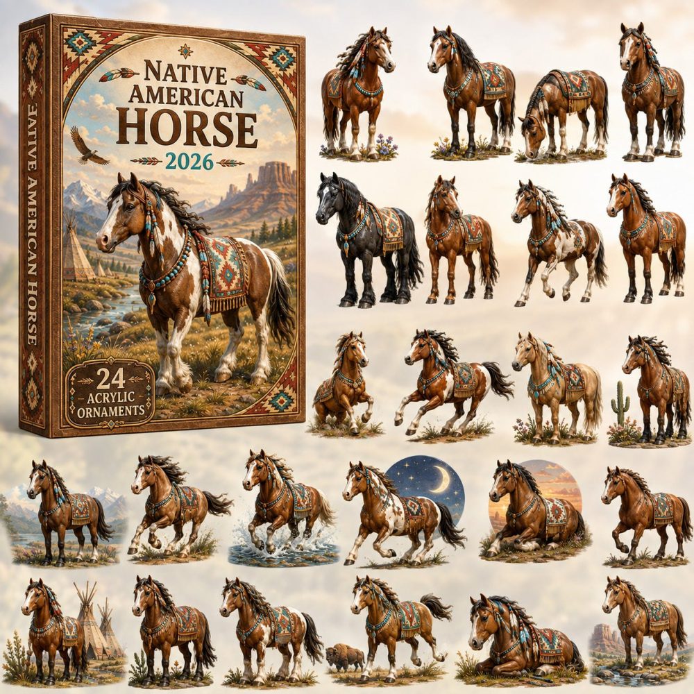 Native American Horse Heritage Countdown 2026 — 24 Cultural Horse-Themed Acrylic Charms, Respectful Collectible Advent Gift