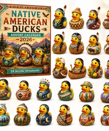 Native American Duck Holiday Countdown 2026 - 24 Acrylic Charms Rubber Duck Collection, Cultural Gift Set