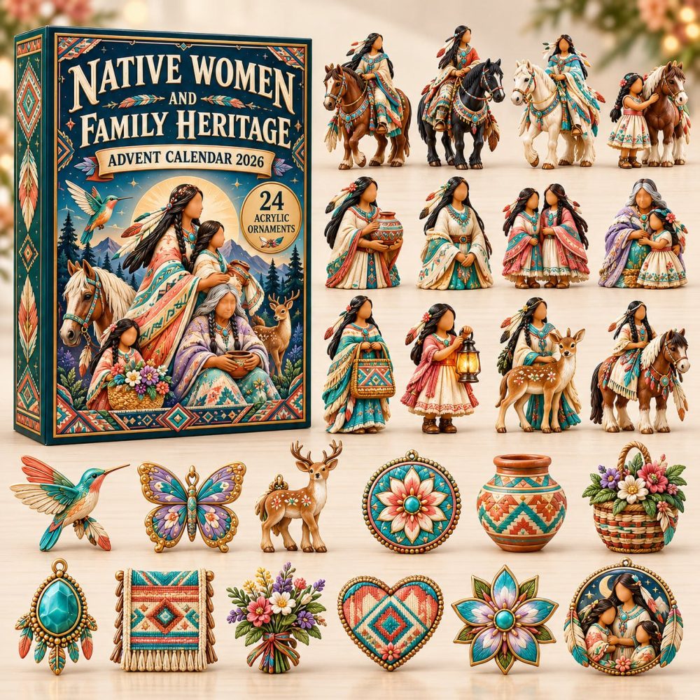 2026 Family Heritage Advent Calendar — 24-Day Acrylic Charm Countdown Celebrating Native Family Traditions, Gift-Ready