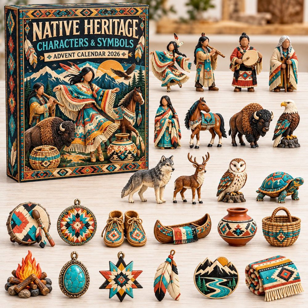 2026 Native Heritage Advent Calendar - 24-Day Acrylic Charm Countdown, Cultural Pattern Keepsakes For Holiday Gifting & Collecting