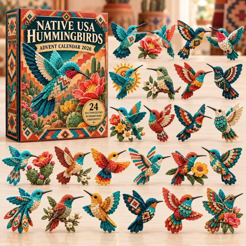 2026 Native Hummingbird Countdown Calendar – 24-Day Acrylic Charms & Ornaments, Bird-Lover Holiday Decor Gift, Keepsake