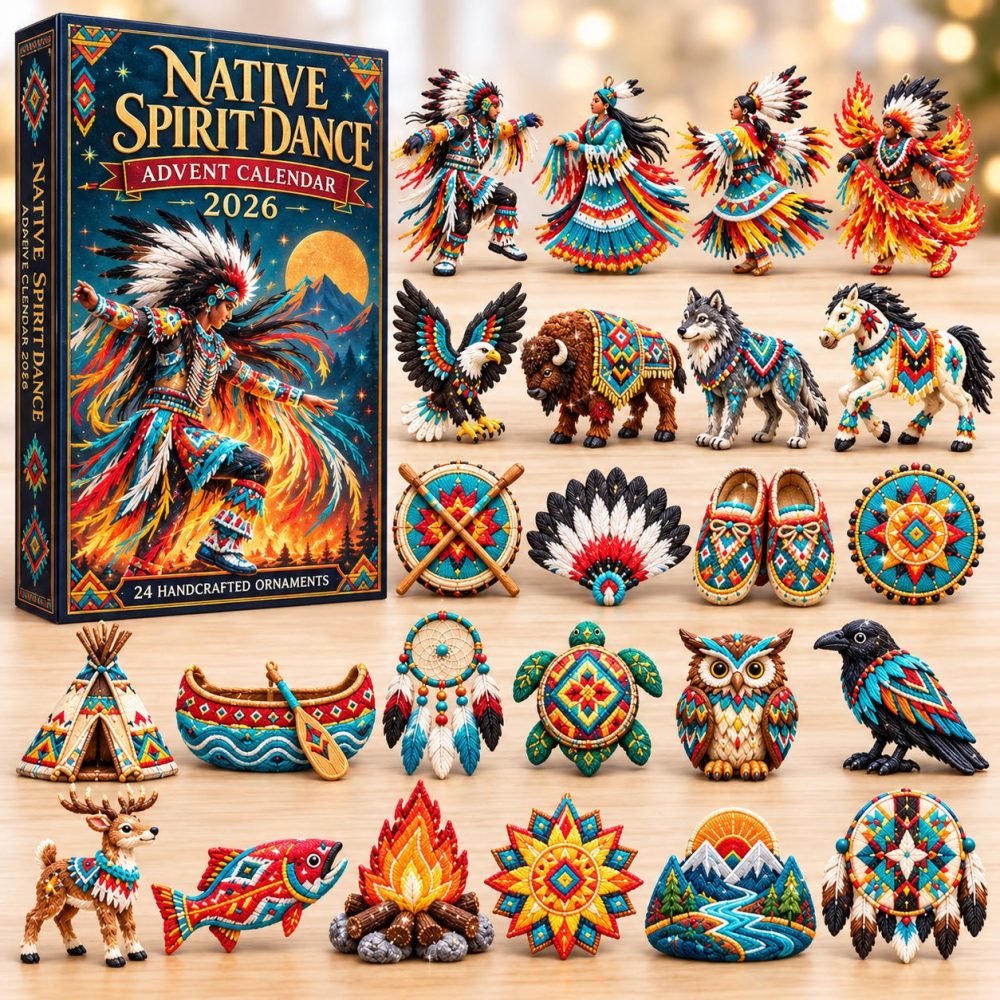 2026 Spirit Dance Advent Calendar — 24-Day Acrylic Charm Countdown Featuring Native Dance Motifs, Perfect Holiday Gift