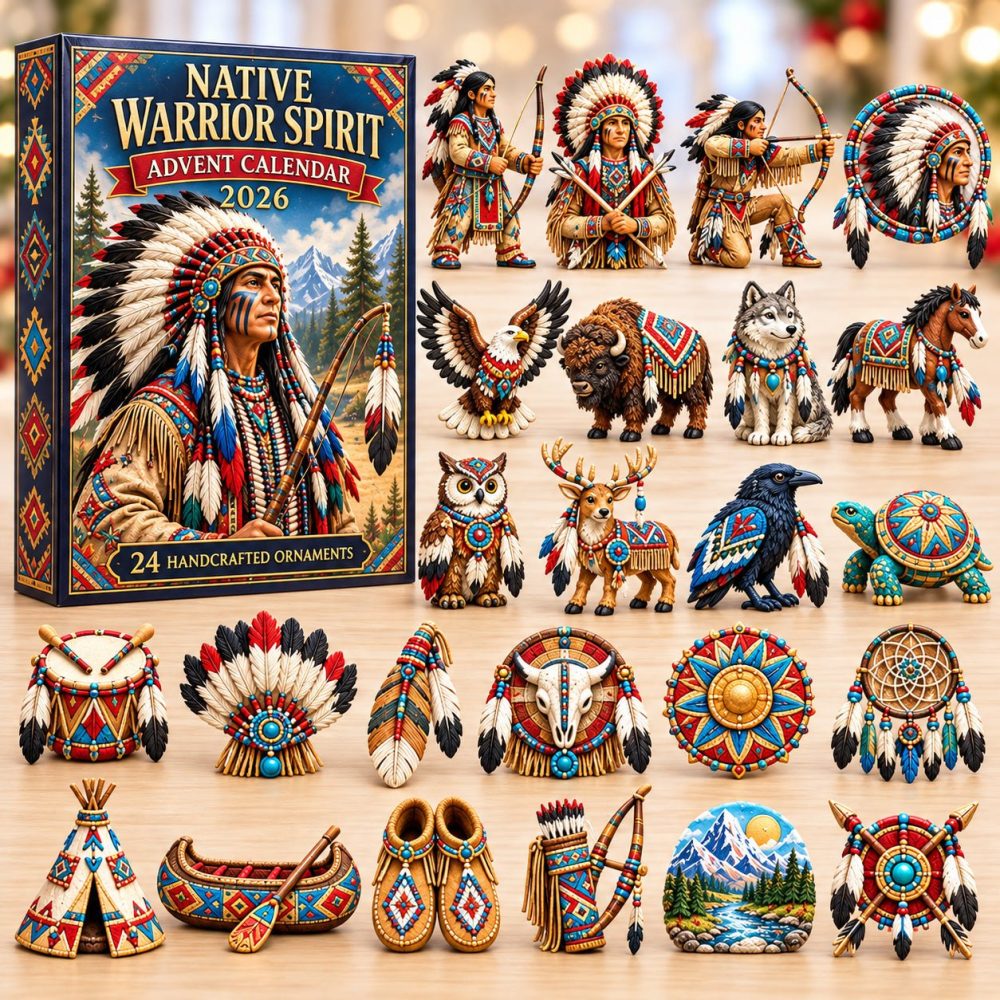 2026 Native-Inspired Warrior Heritage Advent Calendar — 24-Day Acrylic Charm Countdown, Collectible Holiday Gift