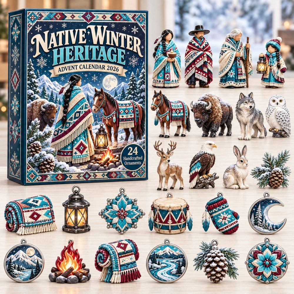 2026 Native Winter Advent Calendar - 24-Day Acrylic Charm Holiday Countdown, Seasonal Native Pattern Charms & Cultural Gift Idea