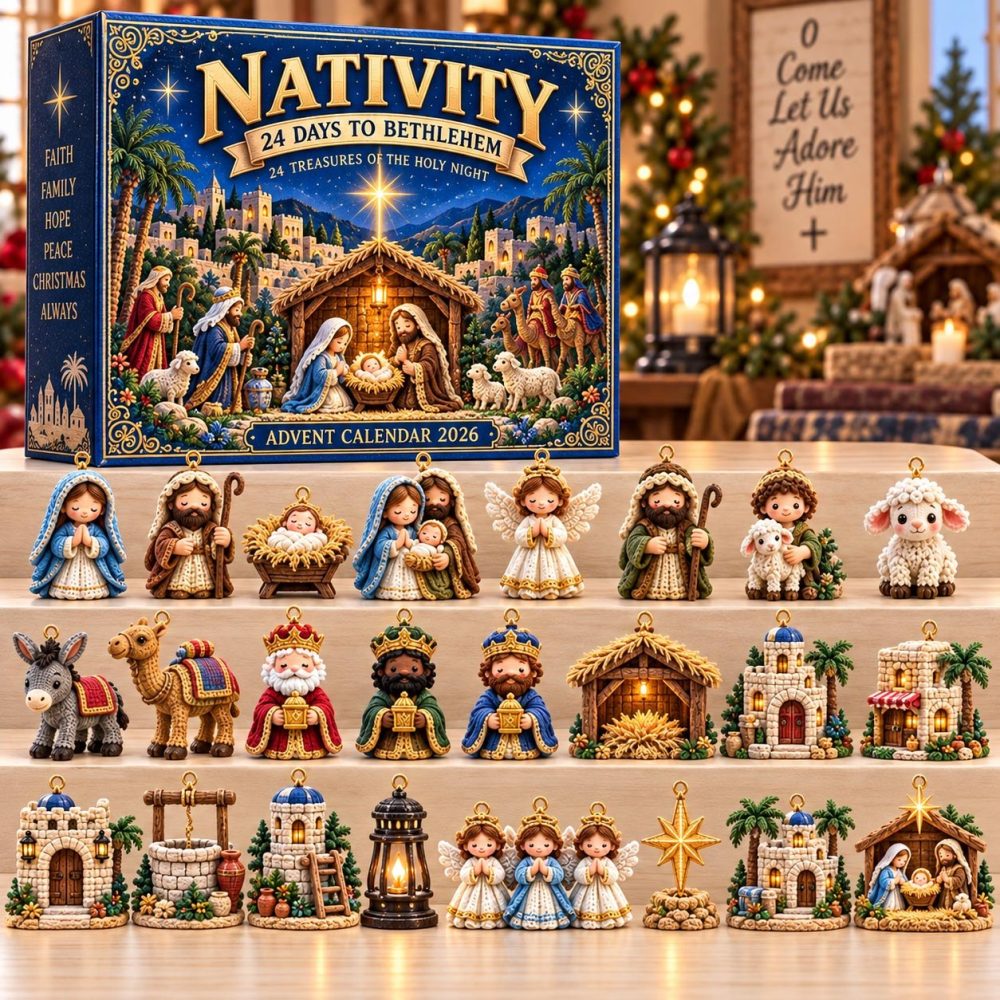 Bethlehem Nativity Advent Calendar 2026 — 24-Day Traditional Nativity Countdown With Acrylic Holy Family Charms, Christian Holiday Gift