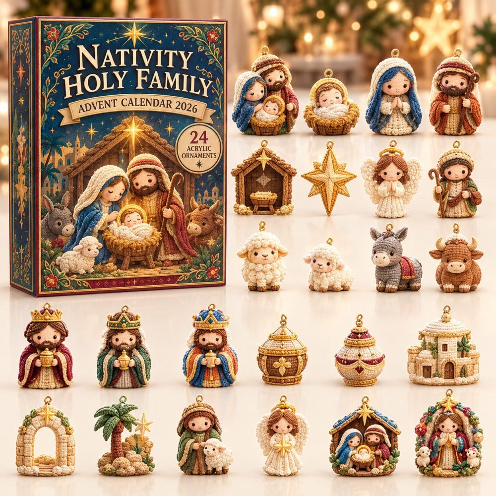 Nativity Family Advent Calendar 2026 - 24-Day Acrylic Charm Countdown Celebrating The Holy Family, Meaningful Christmas Gift