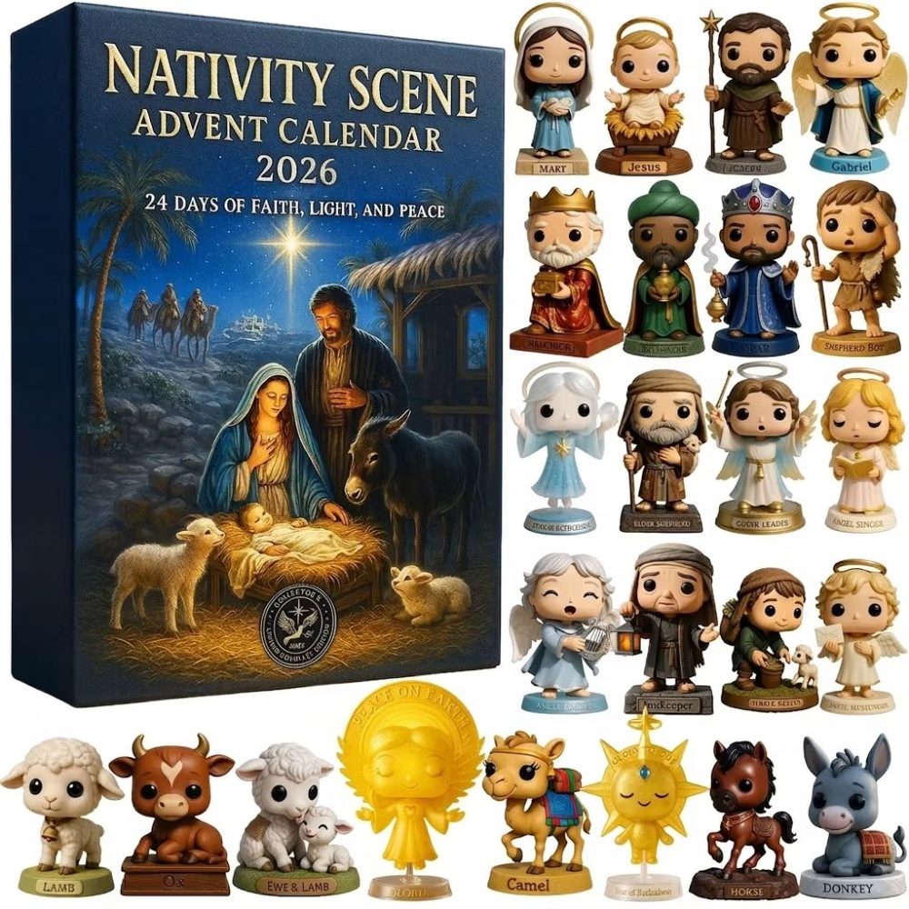 Classic Nativity Figures Advent Calendar 2026 - 24-Day Biblical Christmas Countdown With Acrylic Character Charms For Families