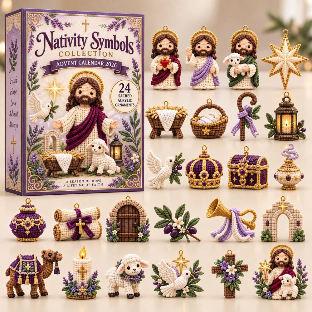 Nativity Symbols Advent Calendar 2026 - 24-Day Acrylic Charm Countdown With Religious Keepsakes, Faith-Based Holiday Gift