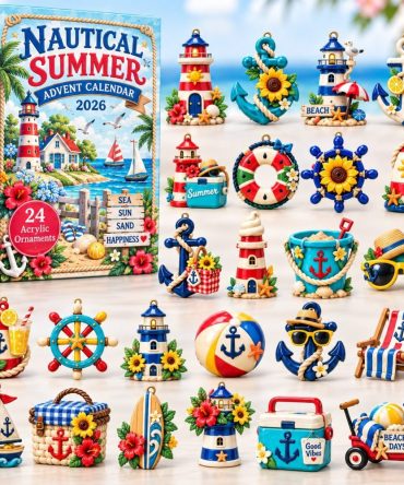 2026 Nautical Summer Advent Calendar - 24-Day Beach Countdown With Acrylic Charms, Sun & Sailor Holiday Gift-Ready Decor