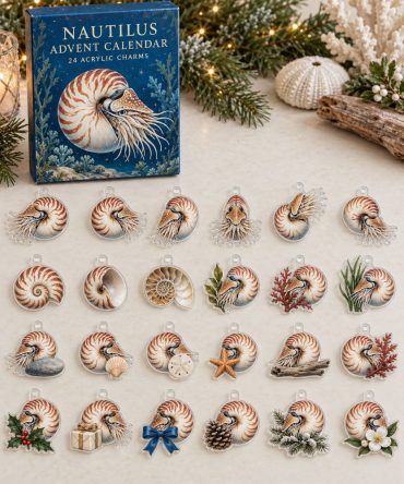 Premium Holiday Countdown Set — 24 Collectible Nautilus Acrylic Charms , Gift, Keychains, Stocking Stuffers