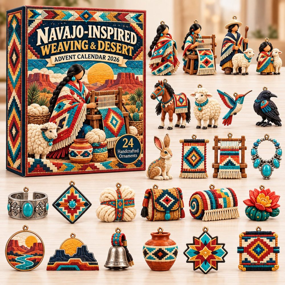 2026 Navajo Weaving Advent Calendar - 24-Day Acrylic Charm Countdown, Indigenous Art-Inspired Holiday Gift With Patterned Charms