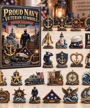 2026 Navy Symbols Advent Calendar - 24-Day Maritime Countdown With Acrylic Emblem Charms, Military Gift For Navy Families